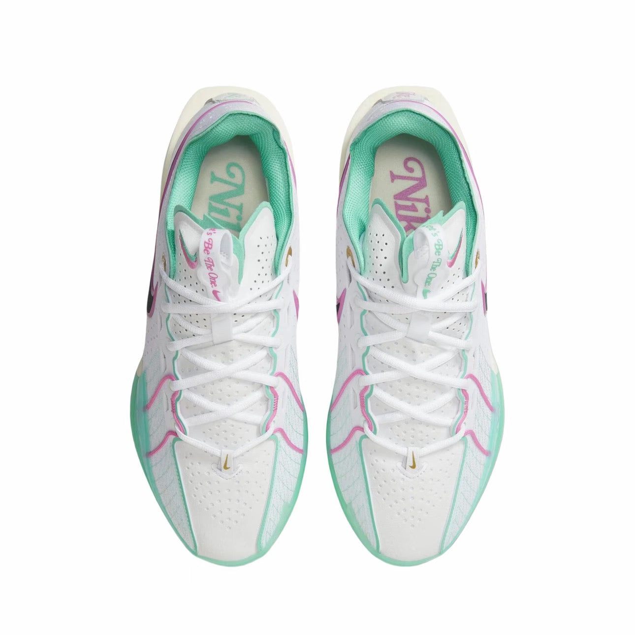 Sepatu Basket Nike Air Zoom GT Cut 3 "White Pink Teal" (Putih/Merah Muda/Hijau Teal)